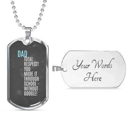 Dad Dog Tag Custom Picture Father’S Day Gift, Total Respect Dog Tag Military Chain Necklace For Dad Father's Day Rakva