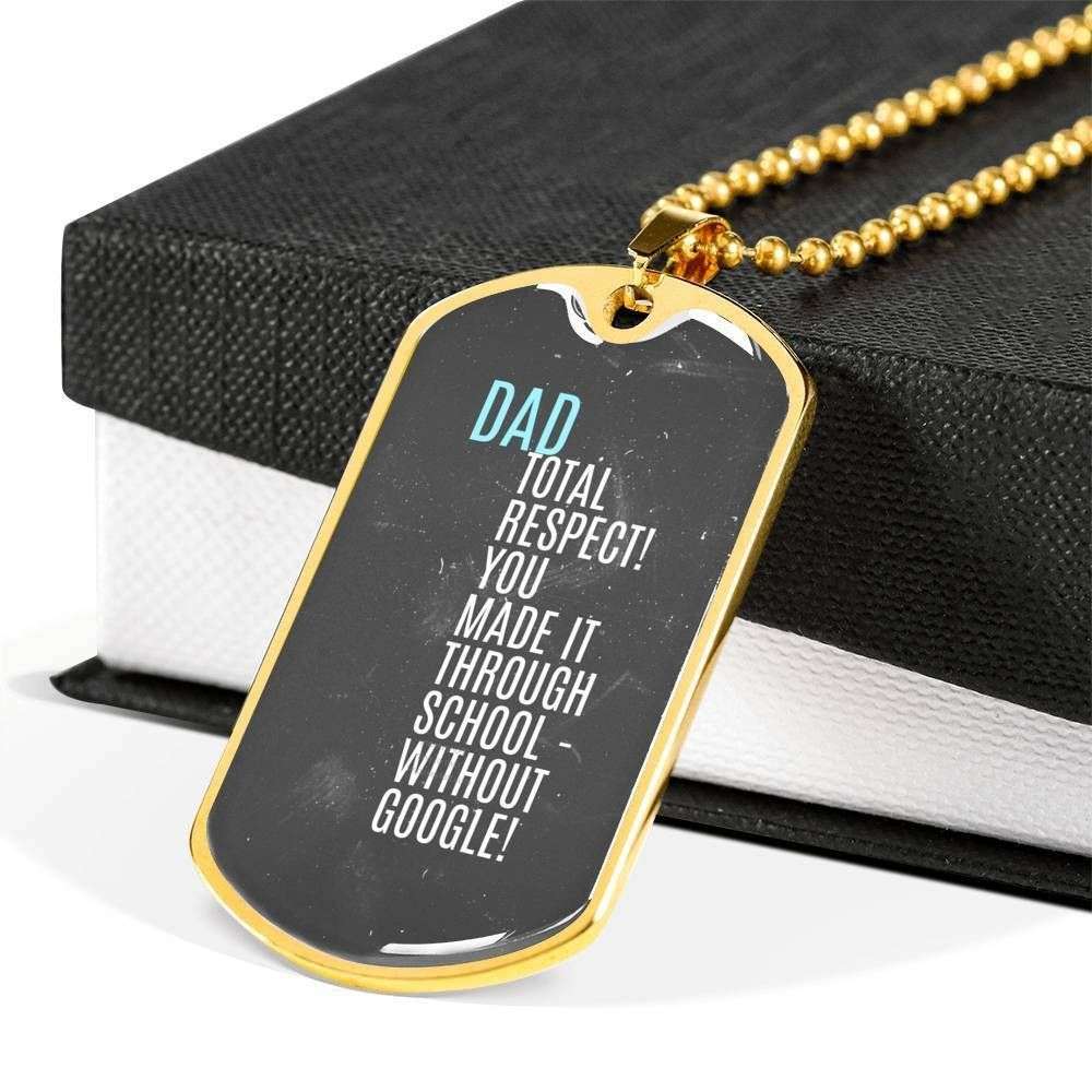 Dad Dog Tag Custom Picture Father’S Day Gift, Total Respect Dog Tag Military Chain Necklace For Dad Father's Day Rakva