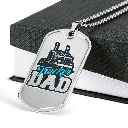 Dad Dog Tag, Custom Picture Father’S Day Gift Trucker Dad Dog Tag Military Chain Necklace Gift For Men Dog Tag Father's Day Rakva