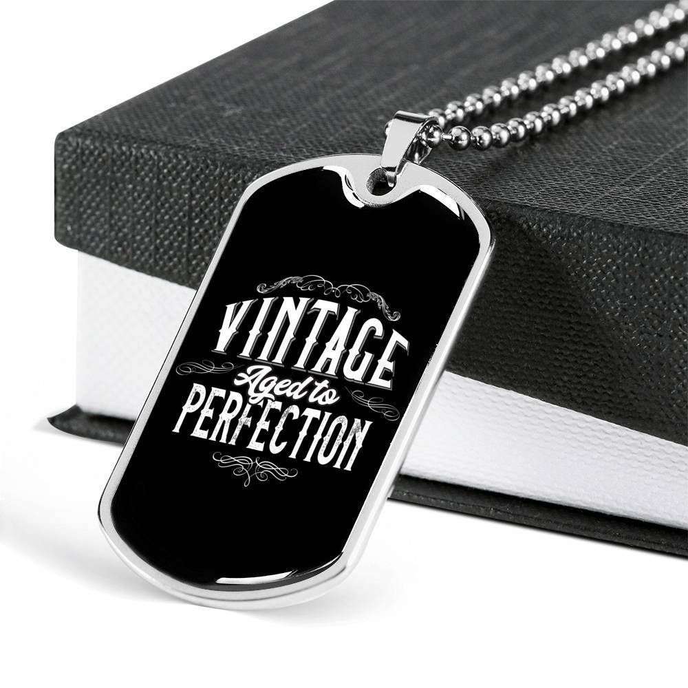Dad Dog Tag, Custom Picture Father’S Day Gift Vintage Aged To Perfection Dog Tag Military Chain Necklace For Dad Dog Tag Father's Day Rakva