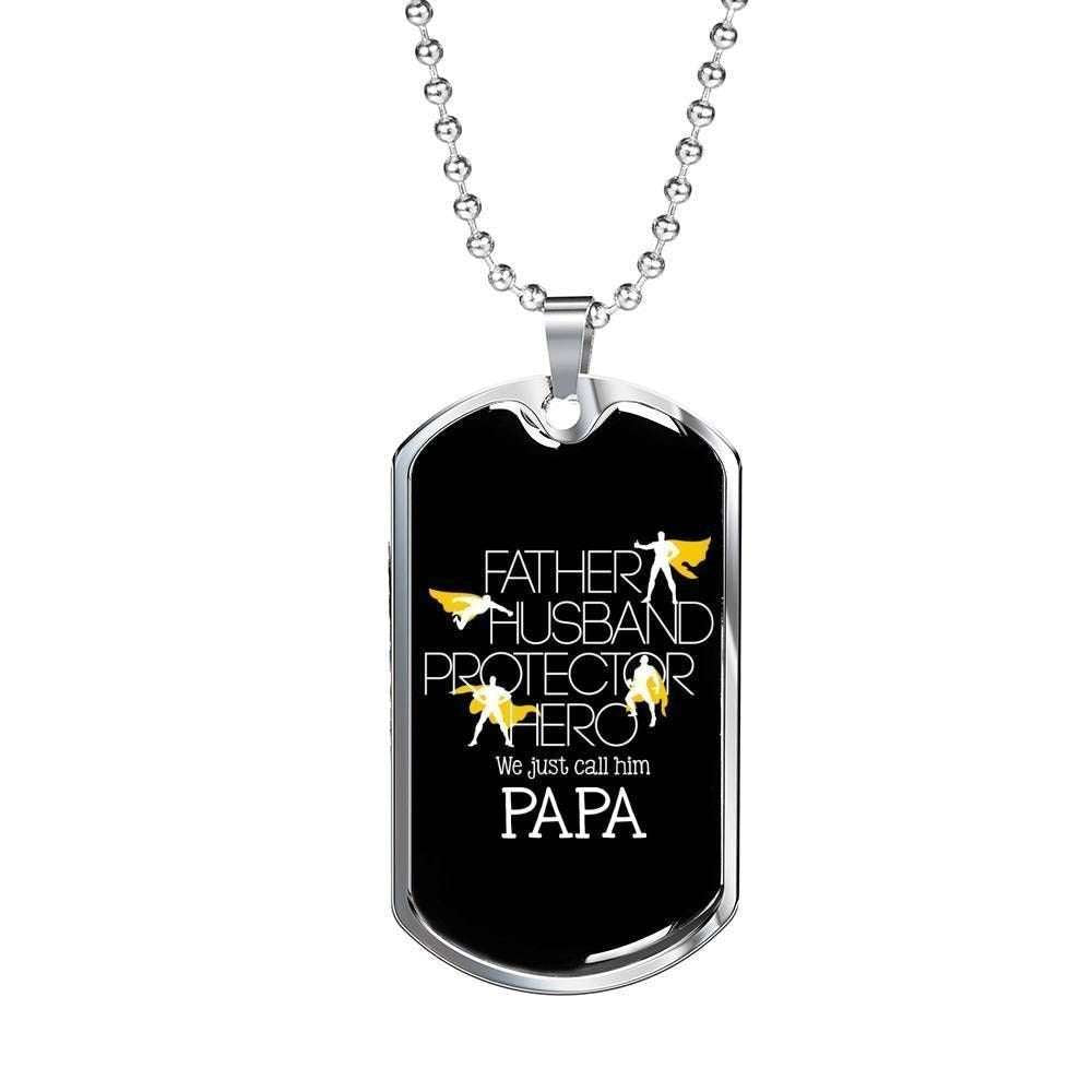 Dad Dog Tag Custom Picture Father’S Day Gift, We Just Call Him Papa Or Hero Dog Tag Military Chain Necklace For Dad Father's Day Rakva