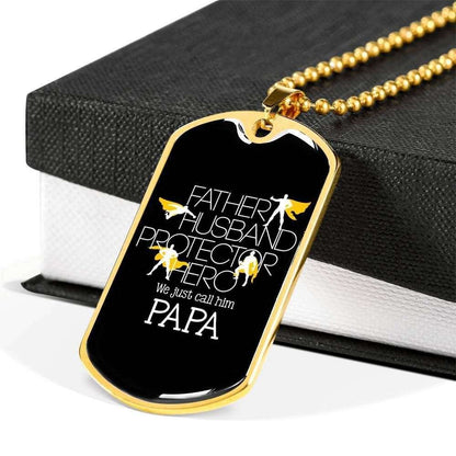 Dad Dog Tag Custom Picture Father’S Day Gift, We Just Call Him Papa Or Hero Dog Tag Military Chain Necklace For Dad Father's Day Rakva