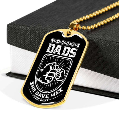 Dad Dog Tag Custom Picture Father’S Day Gift, When God Made Dads Dog Tag Military Chain Necklace Gift For Dad Dog Tag Father's Day Rakva