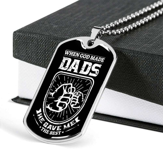 Dad Dog Tag Custom Picture Father’S Day Gift, When God Made Dads Dog Tag Military Chain Necklace Gift For Dad Father's Day Rakva