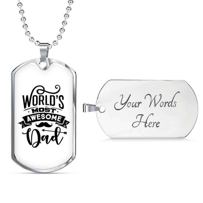Dad Dog Tag Custom Picture Father’S Day Gift, World Most Awesome Dad Dog Tag Military Chain Necklace Gift For Daddy Dog Tag Father's Day Rakva