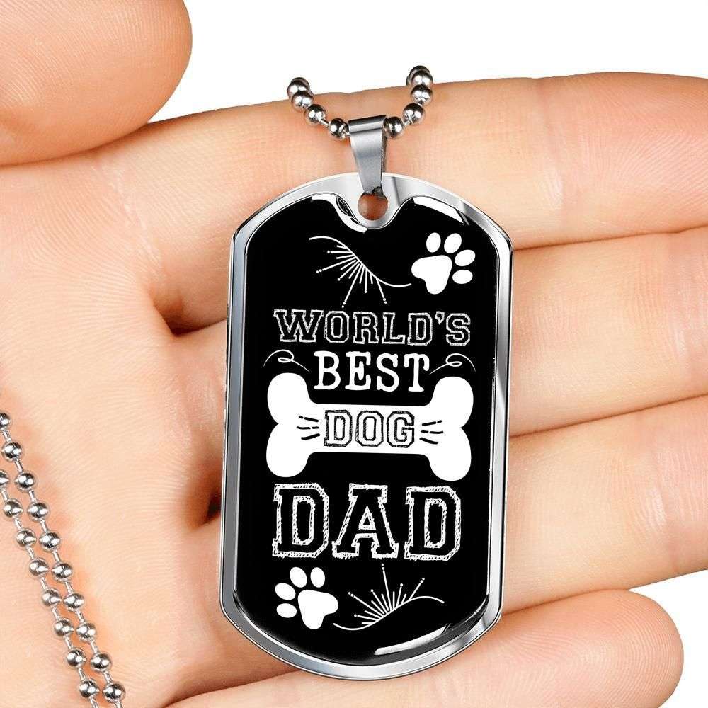 Dad Dog Tag, Custom Picture Father’S Day Gift World’S Best Dog Dad Dog Tag Military Chain Necklace Giving Dad Dog Tag Father's Day Rakva