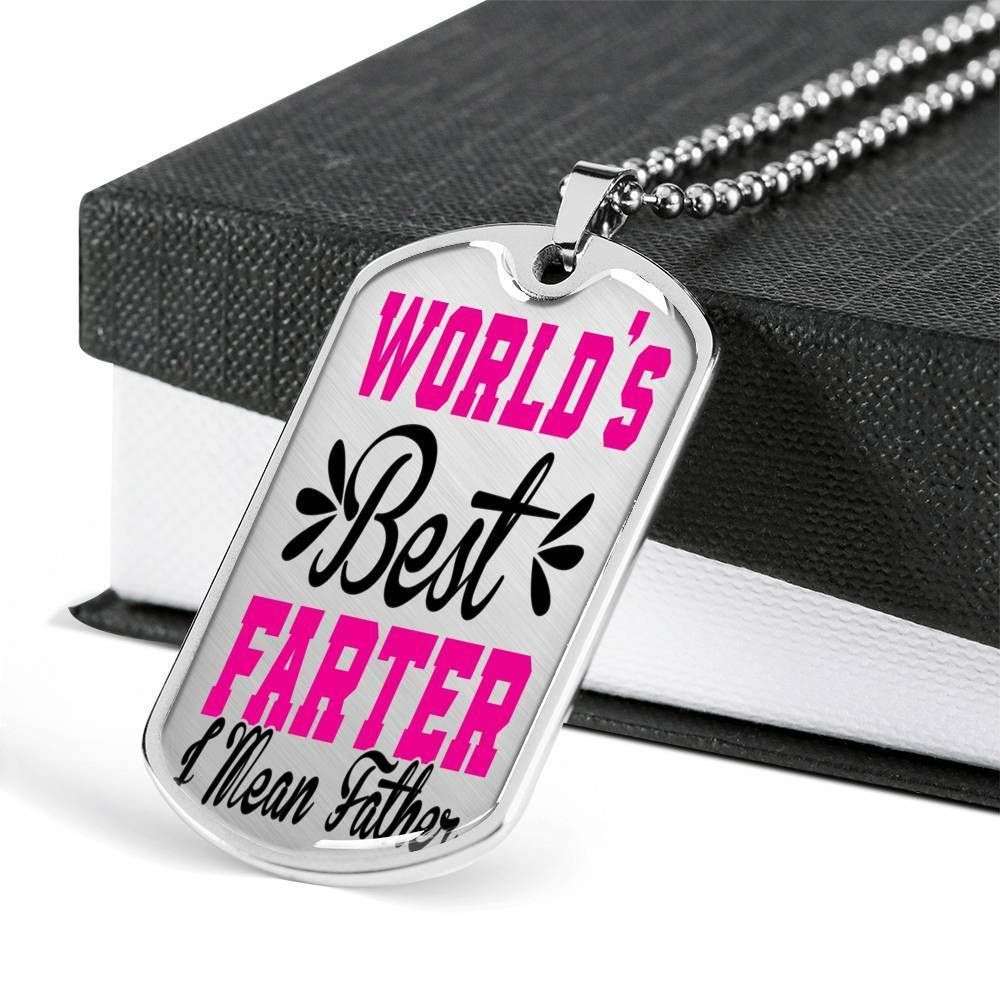 Dad Dog Tag, Custom Picture Father’S Day Gift World’S Best Farter I Mean Father Dog Tag Military Chain Necklace Giving Dad Dog Tag Father's Day Rakva