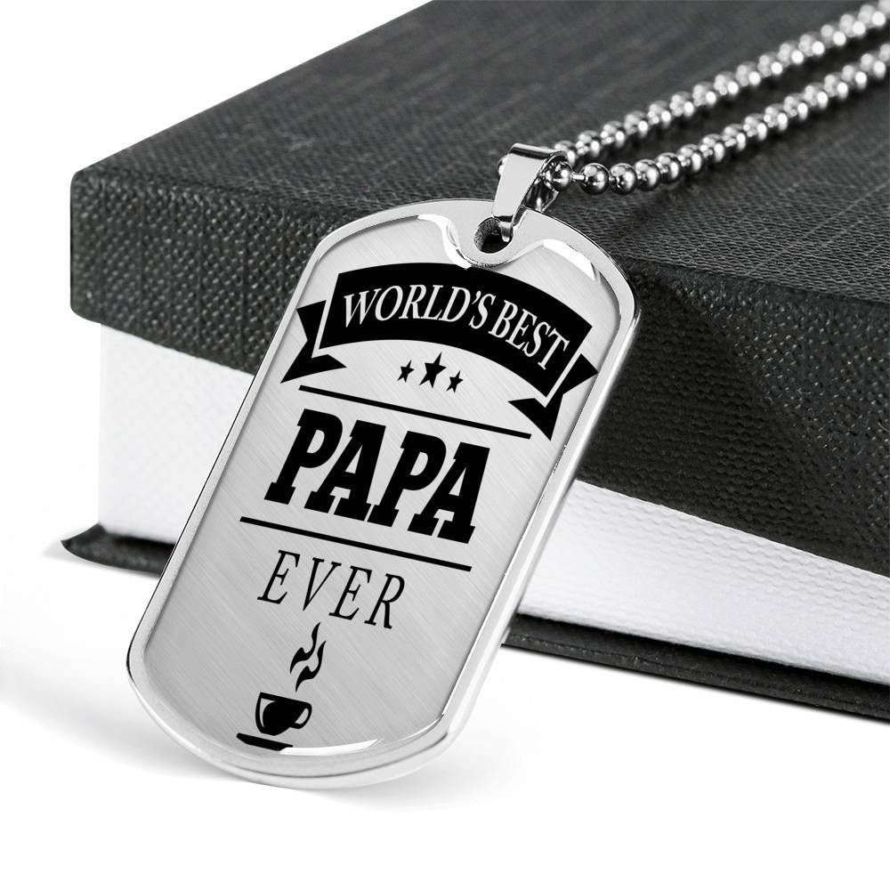Dad Dog Tag Custom Picture Father’S Day Gift, World’S Best Papa Ever Dog Tag Military Chain Necklace Gift For Men Father's Day Rakva