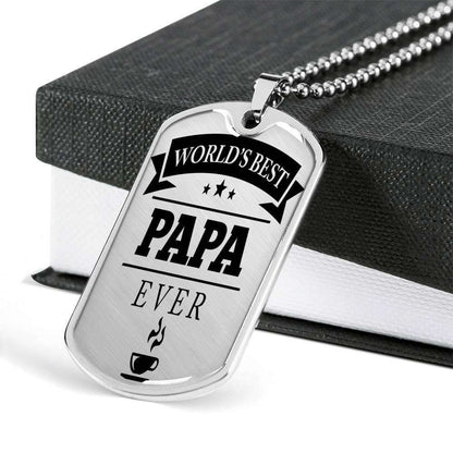 Dad Dog Tag Custom Picture Father’S Day Gift, World’S Best Papa Ever Dog Tag Military Chain Necklace Gift For Men Father's Day Rakva