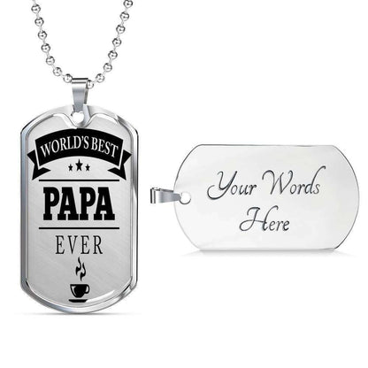 Dad Dog Tag Custom Picture Father’S Day Gift, World’S Best Papa Ever Dog Tag Military Chain Necklace Gift For Men Father's Day Rakva