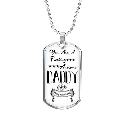 Dad Dog Tag Custom Picture Father’S Day Gift, You Are A Freaking Awesome Daddy Dog Tag Military Chain Necklace For Dad Father's Day Rakva