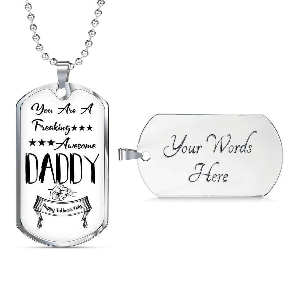 Dad Dog Tag Custom Picture Father’S Day Gift, You Are A Freaking Awesome Daddy Dog Tag Military Chain Necklace For Dad Father's Day Rakva