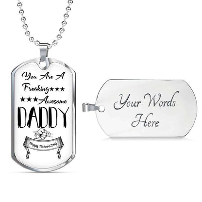 Dad Dog Tag Custom Picture Father’S Day Gift, You Are A Freaking Awesome Daddy Dog Tag Military Chain Necklace For Dad Father's Day Rakva