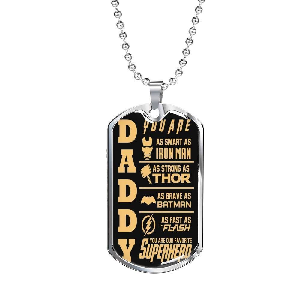 Dad Dog Tag Custom Picture Father’S Day Gift, You Are My Favorite Superhero Dog Tag Military Chain Necklace Gift For Dad Father's Day Rakva