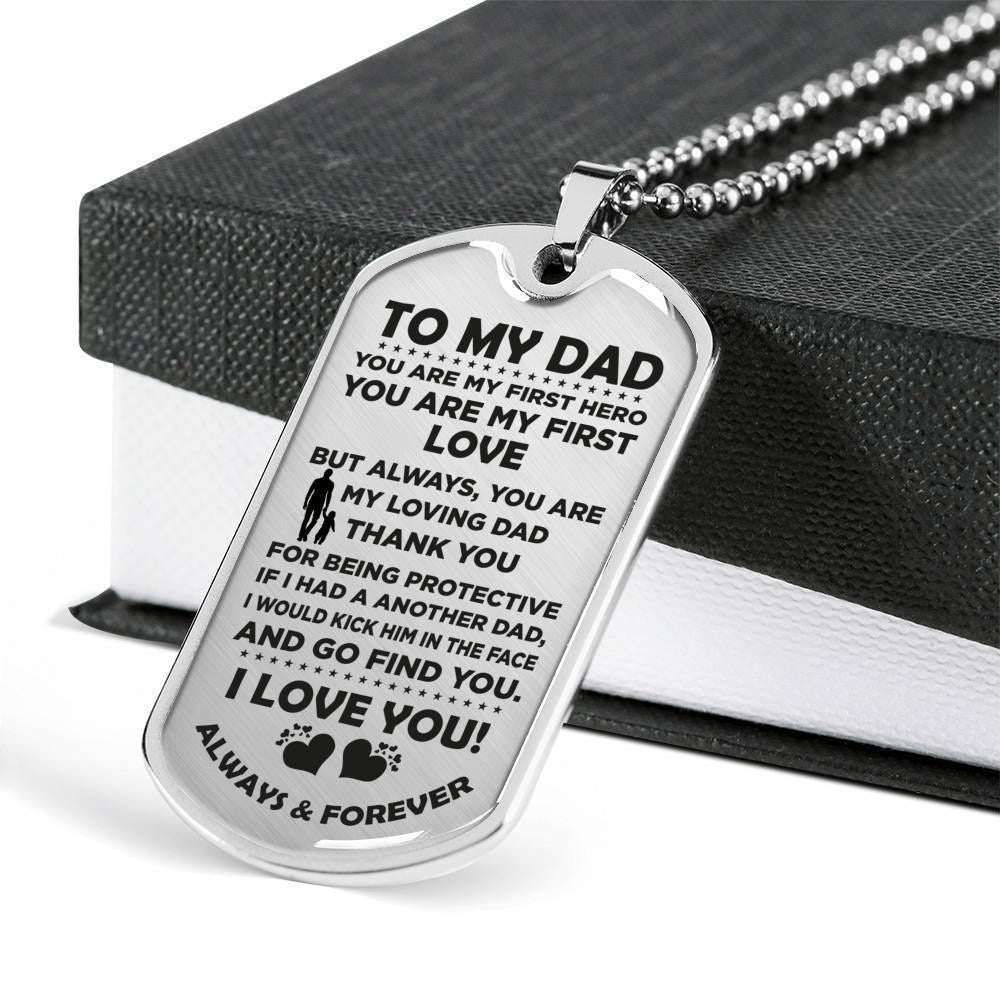 Dad Dog Tag Custom Picture Father’S Day Gift, You Are My First Love Dog Tag Military Chain Necklace Gift For Daddy Dog Tag Father's Day Rakva