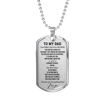 Dad Dog Tag Custom Picture Father’S Day Gift, You Didn’T Just Give My Birth Dog Tag Military Chain Necklace For Dad Father's Day Rakva