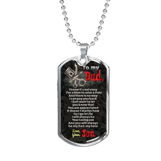 Dad Dog Tag Custom Picture Father’S Day Gift, You Will Always Be My Dad My Hero Dog Tag Military Chain Necklace For Mechanic Dad Father's Day Rakva