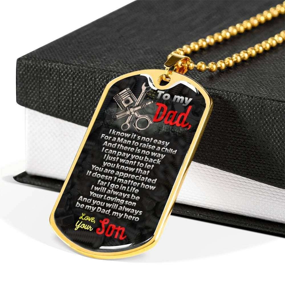 Dad Dog Tag Custom Picture Father’S Day Gift, You Will Always Be My Dad My Hero Dog Tag Military Chain Necklace For Mechanic Dad Father's Day Rakva