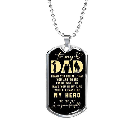 Dad Dog Tag Custom Picture Father’S Day Gift, You’Ll Always Be My Hero Dog Tag Military Chain Necklace For Dad Father's Day Rakva