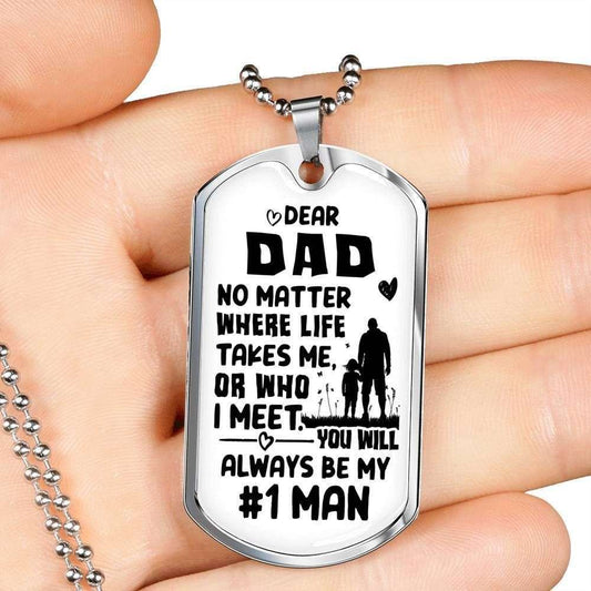 Dad Dog Tag Custom Picture Father’S Day Gift, You’Ll Always Be My Number One Man Dog Tag Military Chain Necklace For Dad Father's Day Rakva