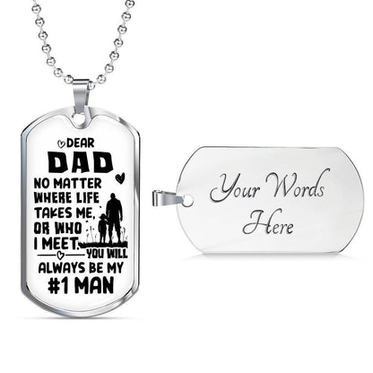 Dad Dog Tag Custom Picture Father’S Day Gift, You’Ll Always Be My Number One Man Dog Tag Military Chain Necklace For Dad Father's Day Rakva