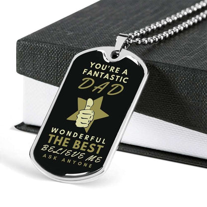 Dad Dog Tag Custom Picture Father’S Day Gift, You’Re A Fantastic Dad Dog Tag Military Chain Necklace For Dad Father's Day Rakva