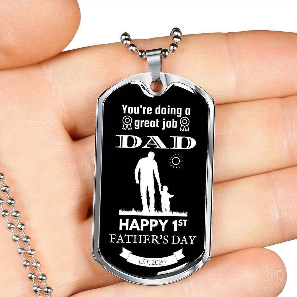Dad Dog Tag Custom Picture Father’S Day Gift, You’Re Doing A Great Job Dog Tag Military Chain Necklace Gift For Dad Father's Day Rakva