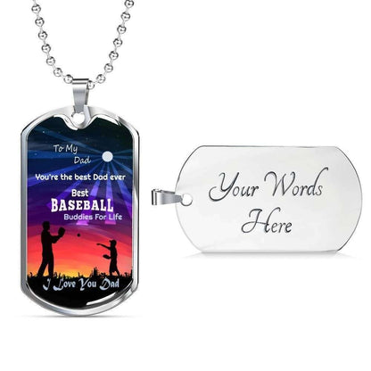 Dad Dog Tag Custom Picture Father’S Day Gift, You’Re The Best Dad Ever Best Baseball Dog Tag Military Chain Necklace For Dad Father's Day Rakva