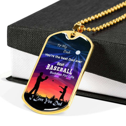 Dad Dog Tag Custom Picture Father’S Day Gift, You’Re The Best Dad Ever Best Baseball Dog Tag Military Chain Necklace For Dad Father's Day Rakva