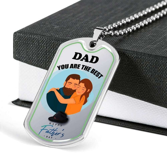 Dad Dog Tag Custom Picture Father’S Day Gift, You’Re The Best Father’S Day Giving Dad Dog Tag Military Chain Necklace Father's Day Rakva