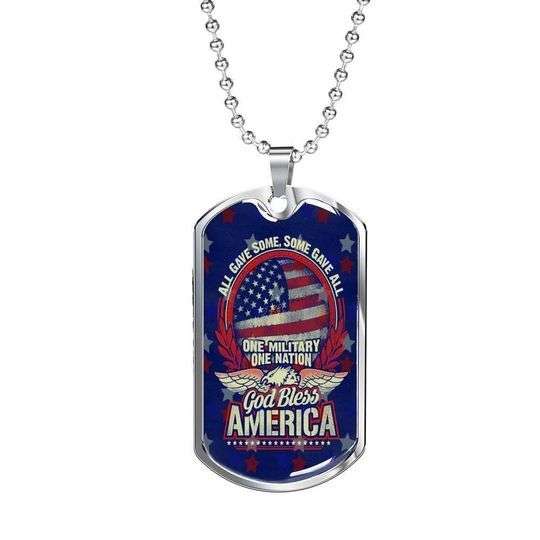 Dad Dog Tag Custom Picture Father’S Day, God Bless America Veteran Dad Necklace For Dad Father's Day Rakva