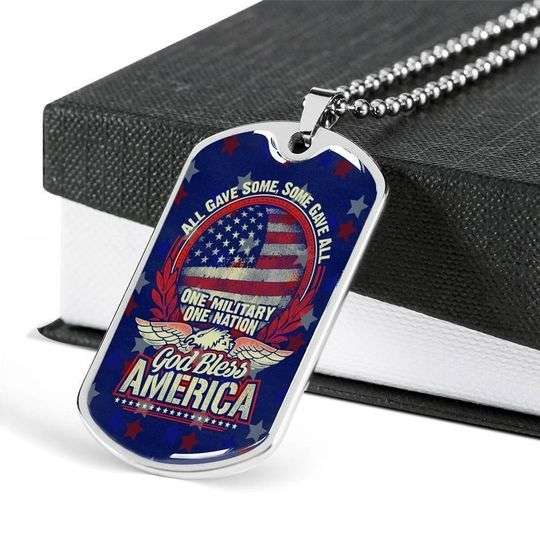 Dad Dog Tag Custom Picture Father’S Day, God Bless America Veteran Dad Necklace For Dad Father's Day Rakva