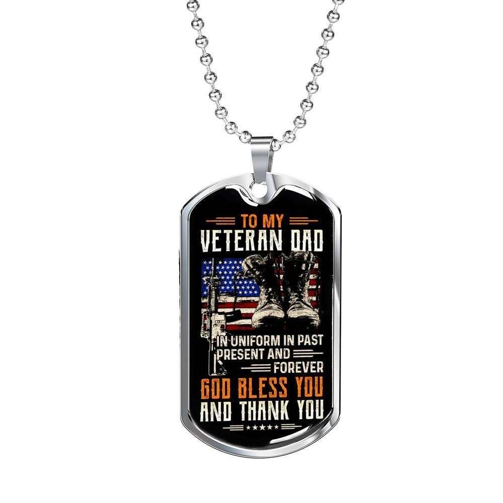 Dad Dog Tag Custom Picture Father’S Day, God Bless You Dog Tag Necklace Gift For Veteran Daddy Father's Day Rakva