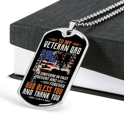 Dad Dog Tag Custom Picture Father’S Day, God Bless You Dog Tag Necklace Gift For Veteran Daddy Father's Day Rakva