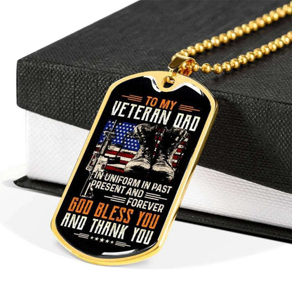 Dad Dog Tag Custom Picture Father’S Day, God Bless You Dog Tag Necklace Gift For Veteran Daddy Father's Day Rakva