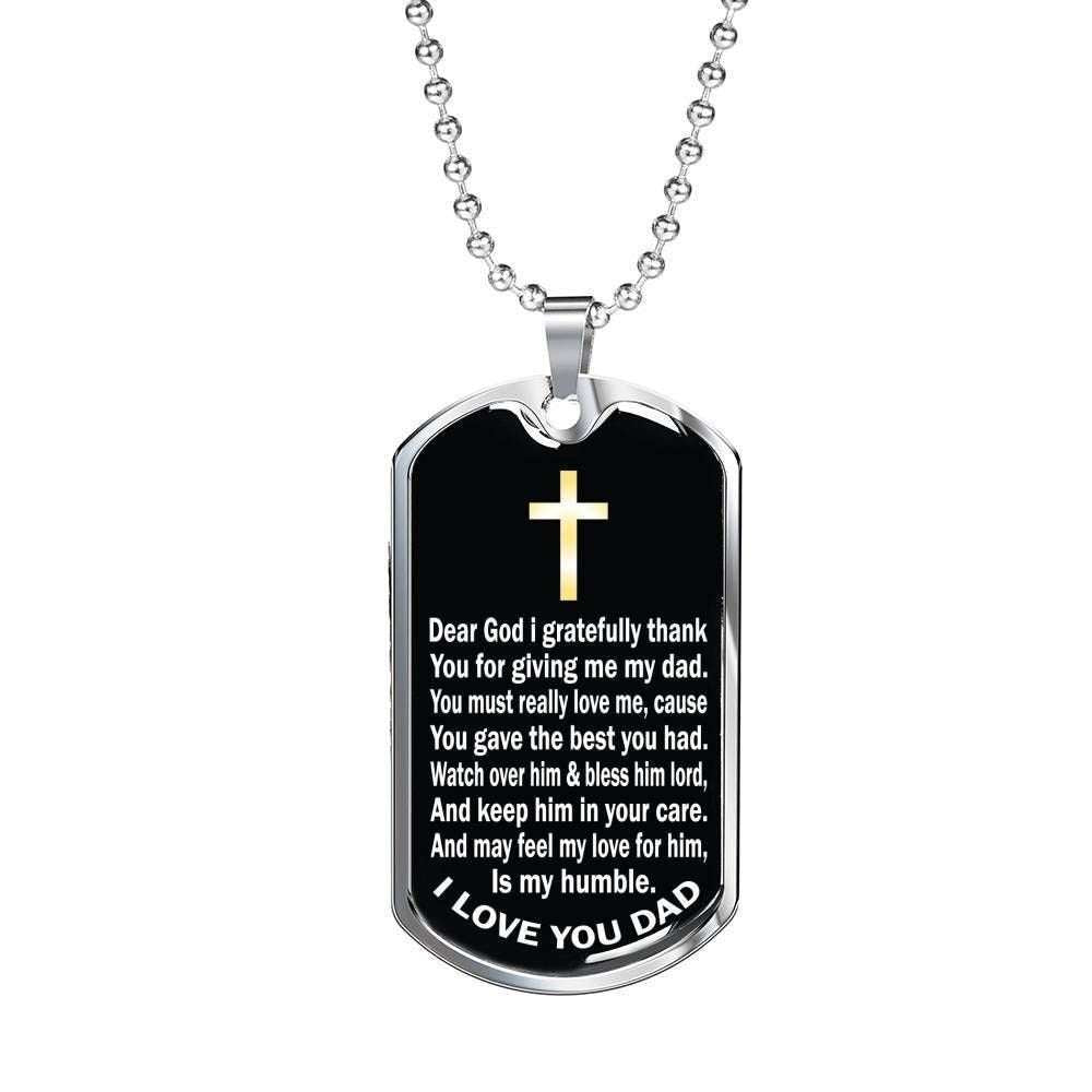 Dad Dog Tag Custom Picture Father’S Day, God For Giving Me My Dad Dog Tag Necklace For Dad Father's Day Rakva