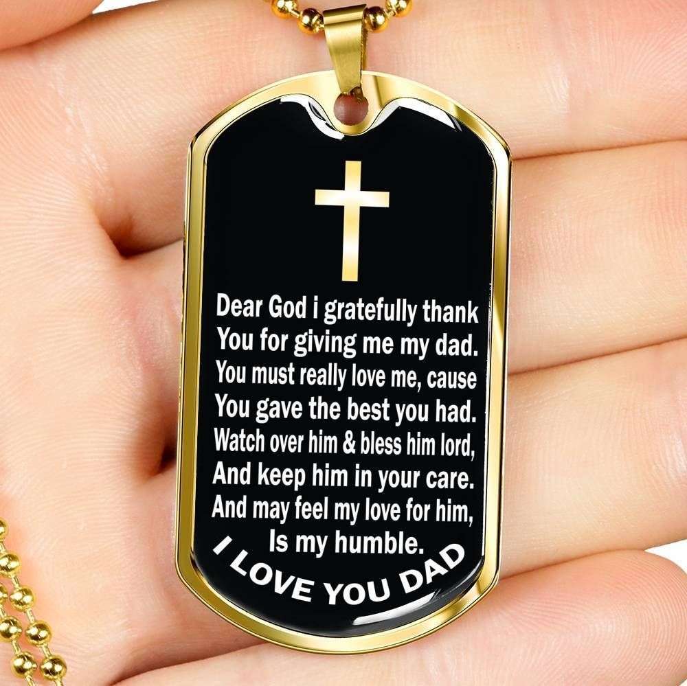 Dad Dog Tag Custom Picture Father’S Day, God For Giving Me My Dad Dog Tag Necklace For Dad Father's Day Rakva