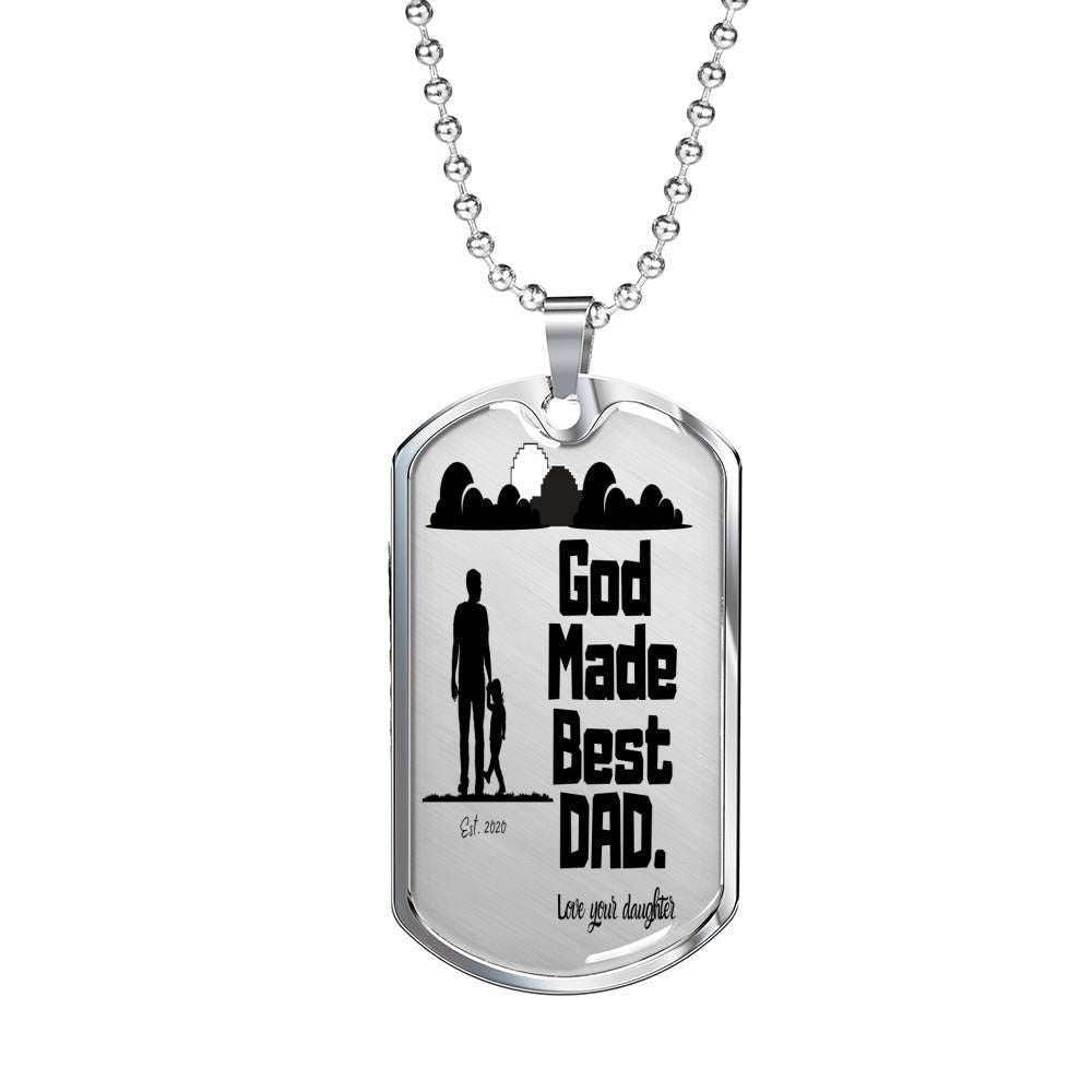 Dad Dog Tag Custom Picture Father’S Day, God Made Best Dad Dog Tag Necklace Daughter Giving Dad Father's Day Rakva