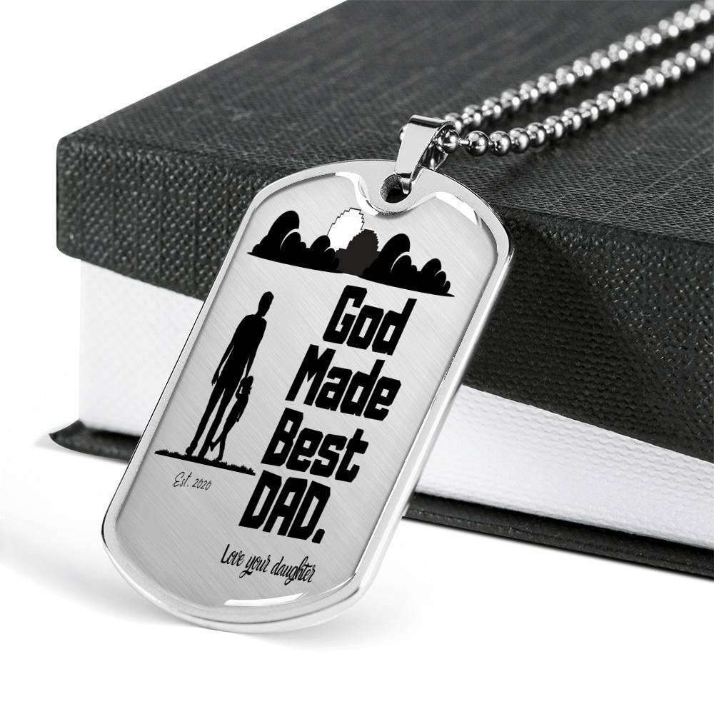 Dad Dog Tag Custom Picture Father’S Day, God Made Best Dad Dog Tag Necklace Daughter Giving Dad Father's Day Rakva