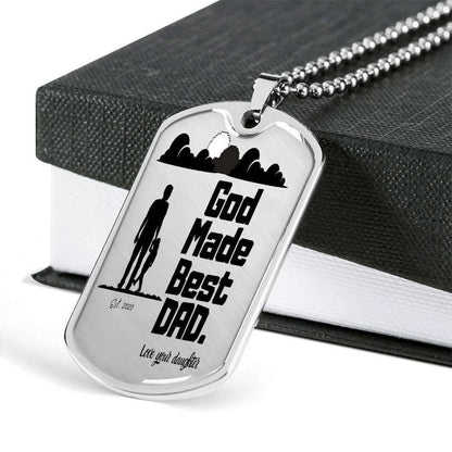 Dad Dog Tag Custom Picture Father’S Day, God Made Best Dad Dog Tag Necklace Daughter Giving Dad Father's Day Rakva