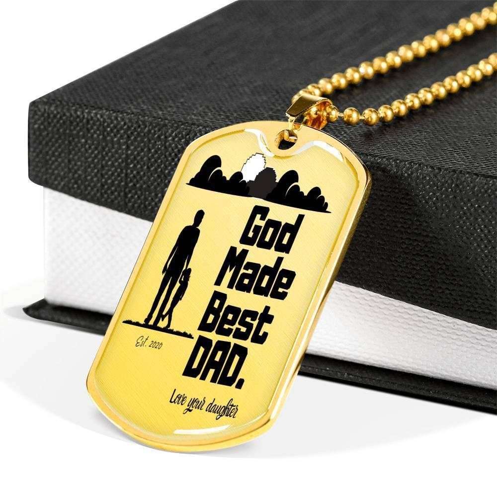 Dad Dog Tag Custom Picture Father’S Day, God Made Best Dad Dog Tag Necklace Daughter Giving Dad Father's Day Rakva