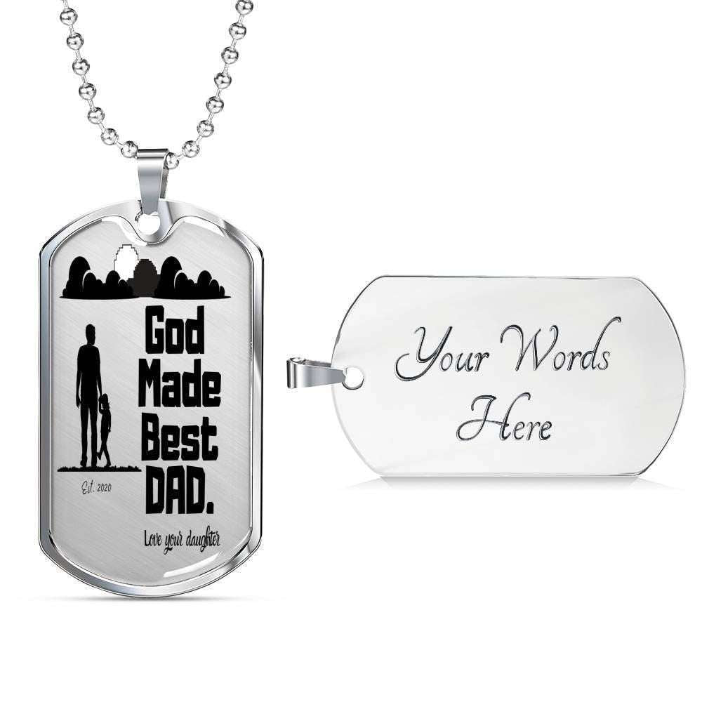Dad Dog Tag Custom Picture Father’S Day, God Made Best Dad Dog Tag Necklace Daughter Giving Dad Father's Day Rakva