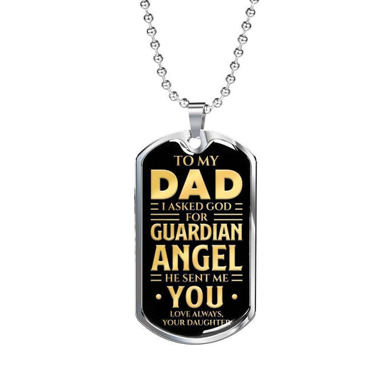 Dad Dog Tag Custom Picture Father’S Day, God Sent Me An Angel You Dog Tag Necklace For Dad Father's Day Rakva