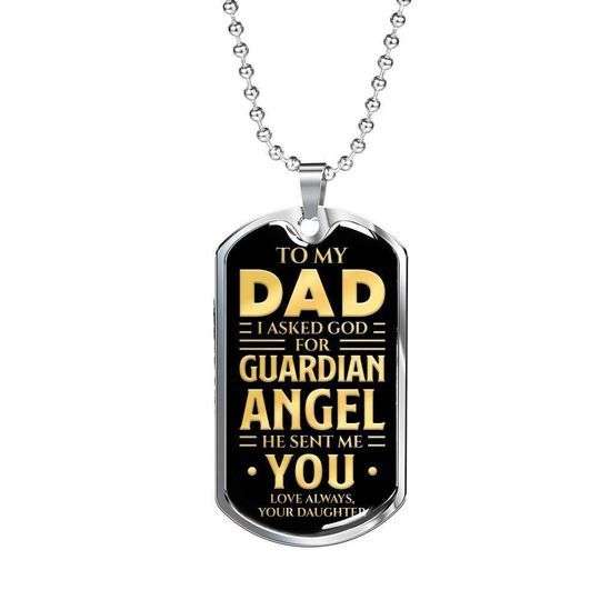 Dad Dog Tag Custom Picture Father’S Day, God Sent Me An Angel You Dog Tag Necklace For Dad Father's Day Rakva