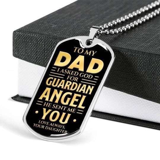 Dad Dog Tag Custom Picture Father’S Day, God Sent Me An Angel You Dog Tag Necklace For Dad Father's Day Rakva