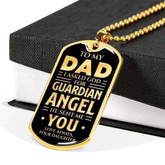 Dad Dog Tag Custom Picture Father’S Day, God Sent Me An Angel You Dog Tag Necklace For Dad Father's Day Rakva