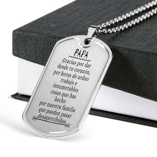 Dad Dog Tag Custom Picture Father’S Day, Gracias Papa Dog Tag Necklace Gift For Men Father's Day Rakva
