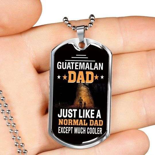 Dad Dog Tag Custom Picture Father’S Day, Guatemalan Dad Much Cooler Dog Tag Necklace Gift For Dad V2 Father's Day Rakva