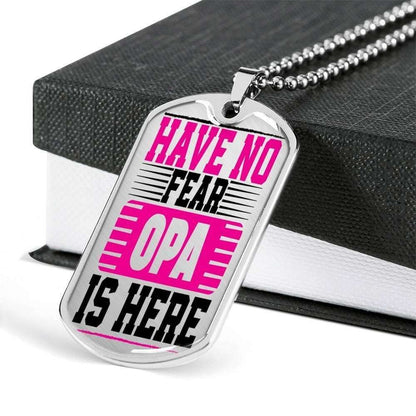 Dad Dog Tag Custom Picture Father’S Day, Have No Fear Opa Is Here Dog Tag Necklace For Dad Father's Day Rakva