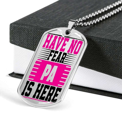 Dad Dog Tag Custom Picture Father’S Day, Have No Fear Pa Is Here Dog Tag Necklace For Dad Father's Day Rakva